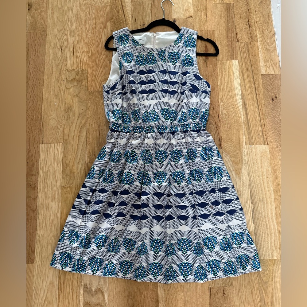 Donna Morgan Blue and Gray Sleeveless A-Line Sundress
